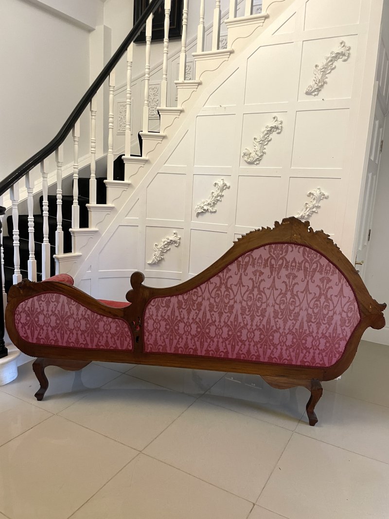 Outstanding Quality Antique Victorian Carved Mahogany Chaise Longue - Image 2